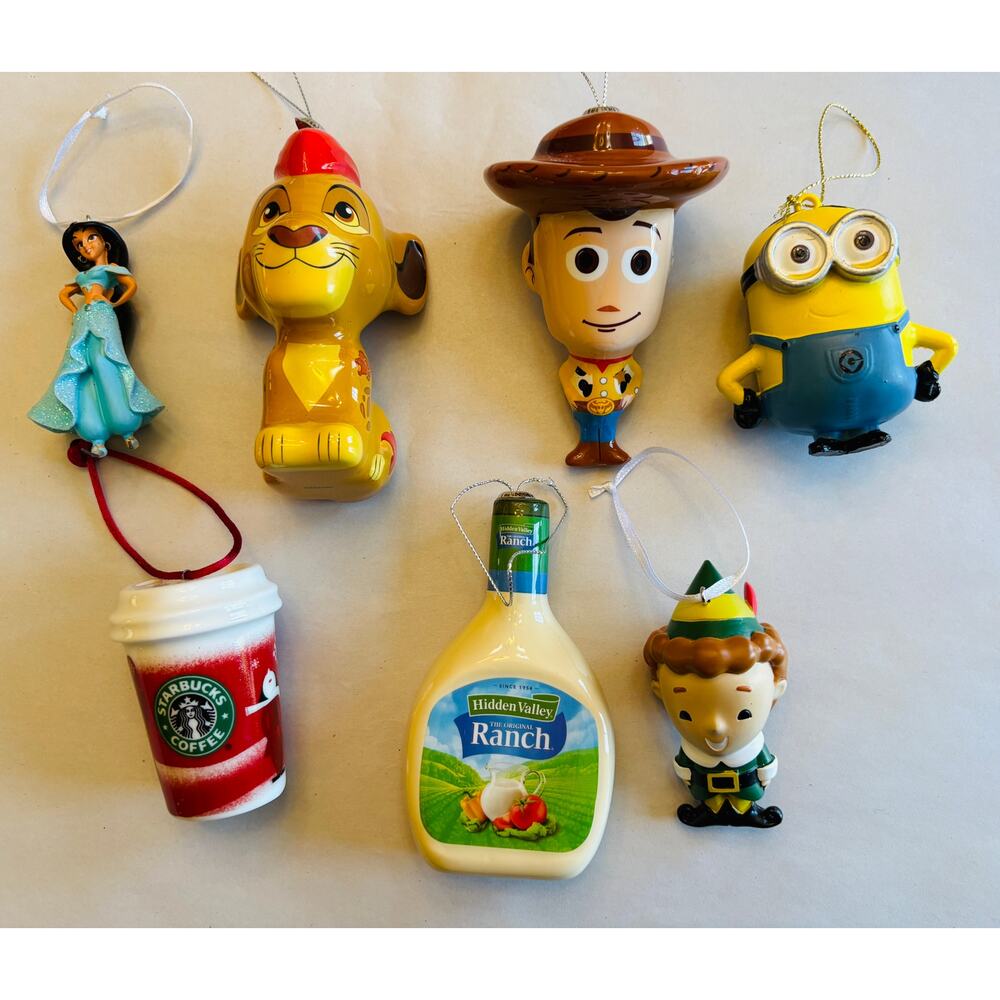 Lot of 7 Asst Christmas Ornaments Pixar Toy Story Starbucks Disney Elf Minions - Picture 6 of 6